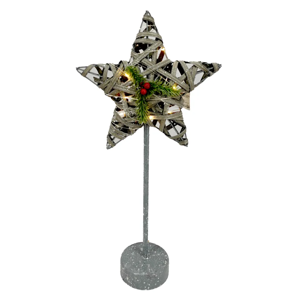 STAR TABLE DECOR PLASTIC 19.5″ WITH METAL BASE & DECORATION WITH 10 LED LIGHTS