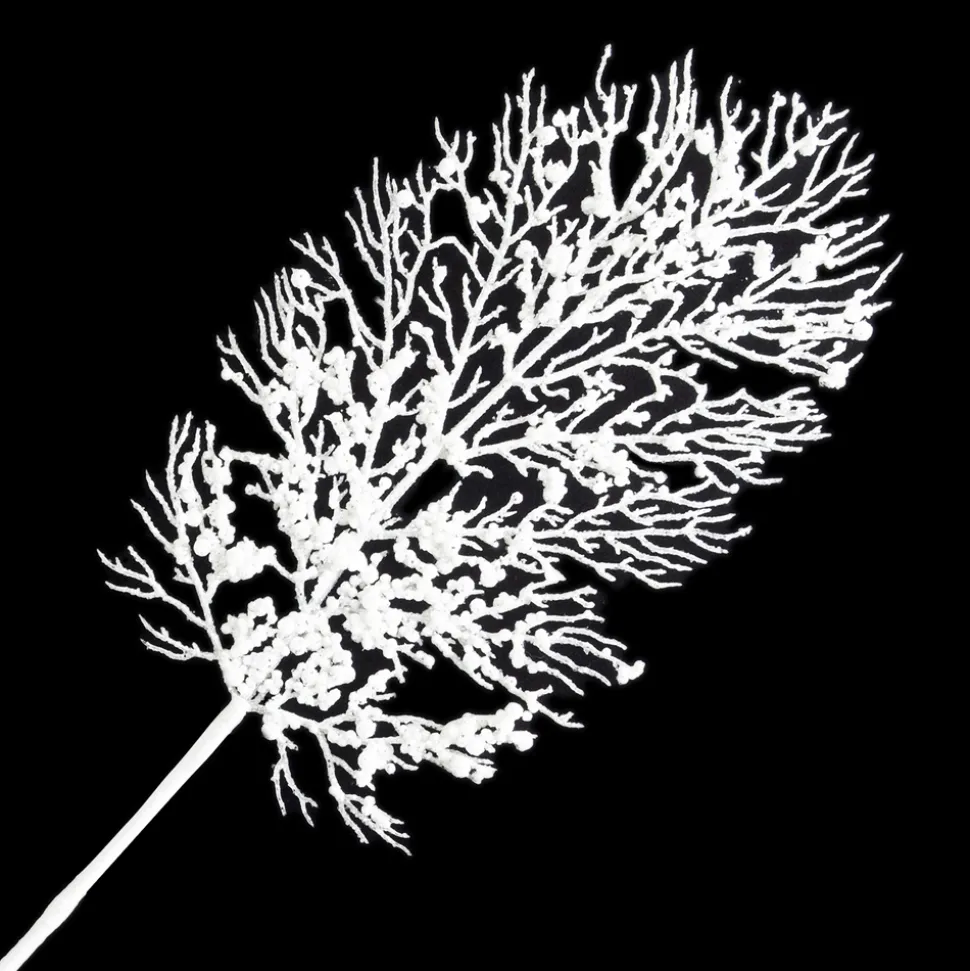 STEM CEDAR 28″ WHITE FLOCKED W/ SNOW