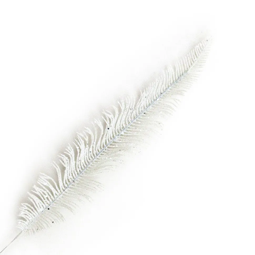 STEM FERN LEAF 22.5″ GLITTER WHITE
