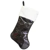 STOCKING 20.5″ BLACK/ GOLD REVERSIBLE WITH WHITE FUR CUFF