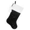 STOCKING 20.5″ BLACK SEQUINS W/ FAUX FUR CUFF & POM POMS