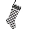 STOCKING 20.5″ BLACK/ WHITE BUFFALO PLAID W/ MERRY CHRISTMAS EMB CUFF