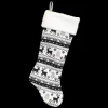 STOCKING 21.5″ BLACK /WHITE KNITTED REINDEER PTRN W/SHERPA CUFF