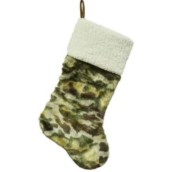 STOCKING 20.5″ CAMOUFLAGE FAUX FUR W/ SHERPA CUFF
