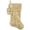 STOCKING 20.5″ DELUXE ALL BEIGE FAUX FUR WITH FAUX FUR POMS POMS