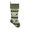 STOCKING 21.5″ GRAY KNITTED & FLEECE W/ FLEECE CUFF & CORD, HEEL & TOE DESIGN