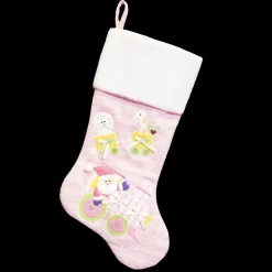 STOCKING 20.5″ PINK KNITTED W/DOG EMB AND FLEECE CUFF