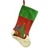 STOCKING 20.5″ RED VELVET W/ SLEIGH APPLIQUE
