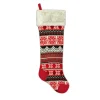 STOCKING 25″ RED/ WHITE/ BLACK KNITTED & FLEECE W/ FAUX FUR CUFF, HEEL & TOE DESIGN