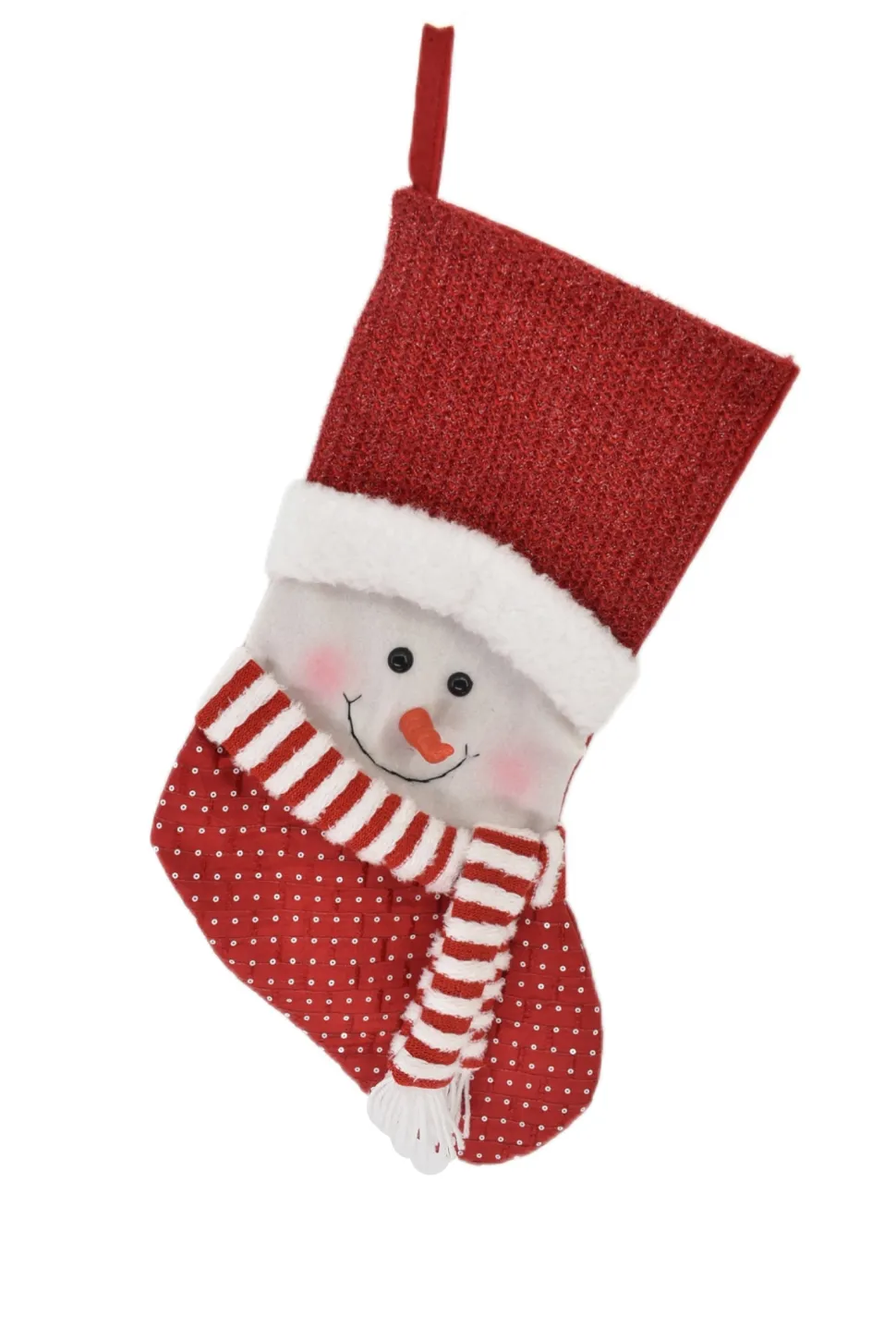 STOCKING 19″ RED /WHITE W/PLUSH SNOWMAN R