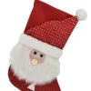 STOCKING 19″ RED/ WHITE W/PLUSH SANTA