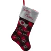 STOCKING 20.5″ RED/BLACK PET CAT BUFFALO PLAID W/ FLEECE CUFF