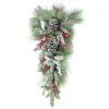 TEARDROP GRN 30″ MIXED PINE, CEDAR, RED BERRIES & CONES ICED/ ICED / FROSTED