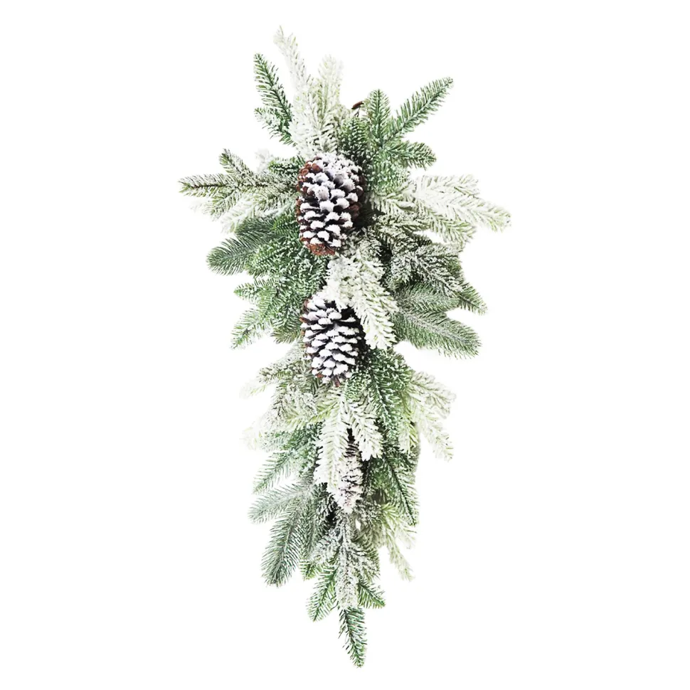 TEARDROP PINE 30″ FLOCKED W/ NEEDLE PINE & PINE CONES
