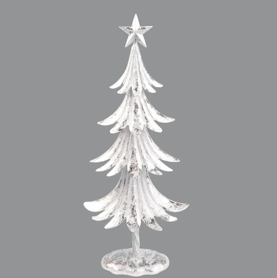 TREE 16″ WHITE METAL W/ SILVER FOIL