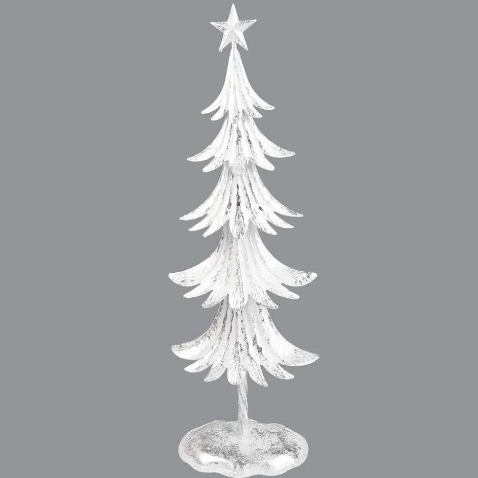 TREE 20″ WHITE METAL W/ SILVER FOIL