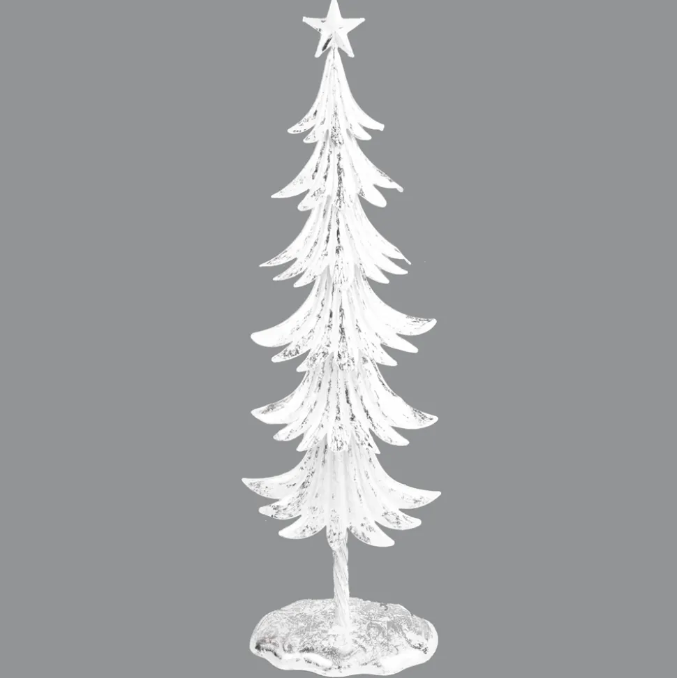 TREE 24″ WHITE METAL W/ SILVER FOIL