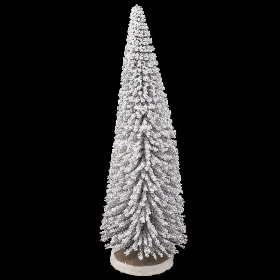TREE BOTTLE BRUSH FLOCKED SLV 20″ W/SILVER BERRIES