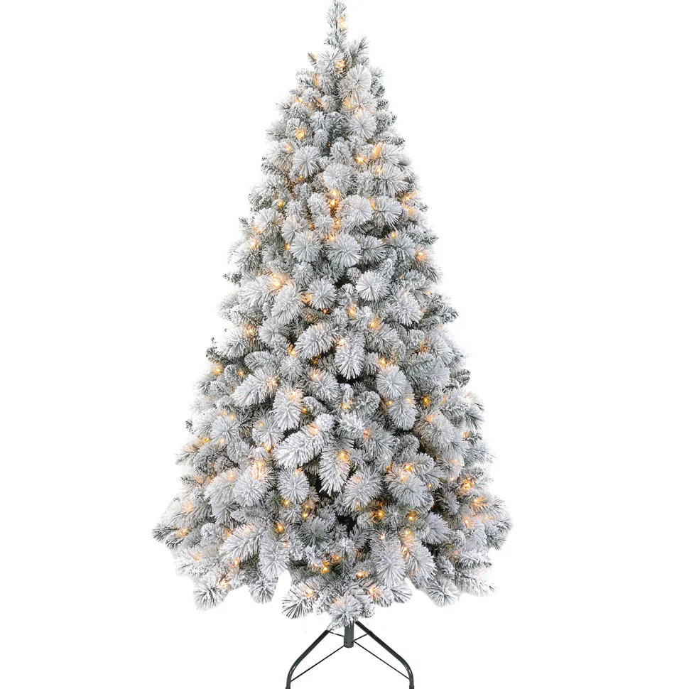 TREE FLOCKED ALASKA PINE 5’/549T 230-LED WARM WHITE LIGHTS