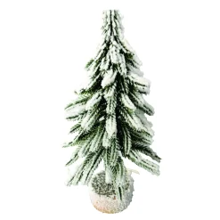 TREE FLOCKED ALPINE 11″ W/ WOODEN BASE