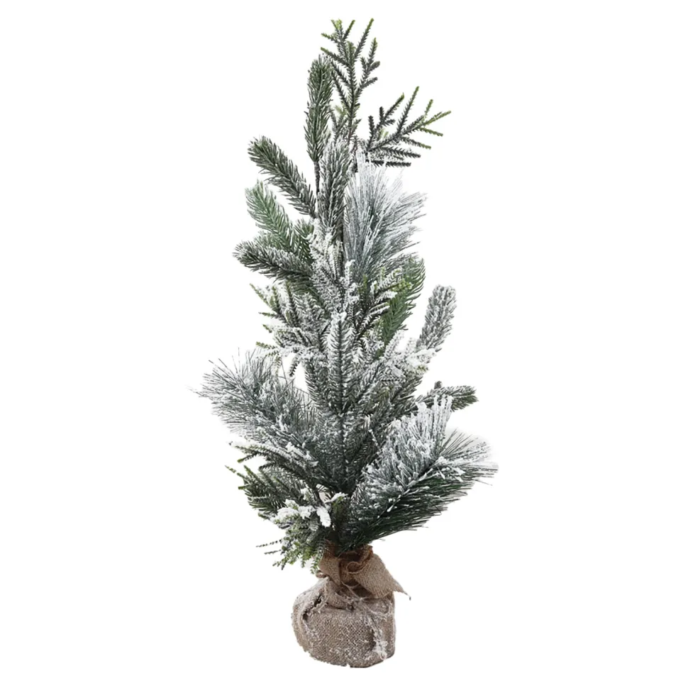 TREE FLOCKED MIXED PINE 24″ W/ BURLAP BASE