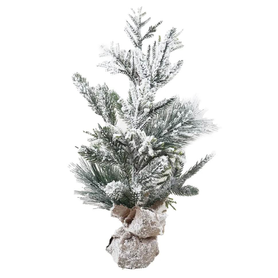 TREE FLOCKED MIXED PINE 20″ W/ BURLAP BASE