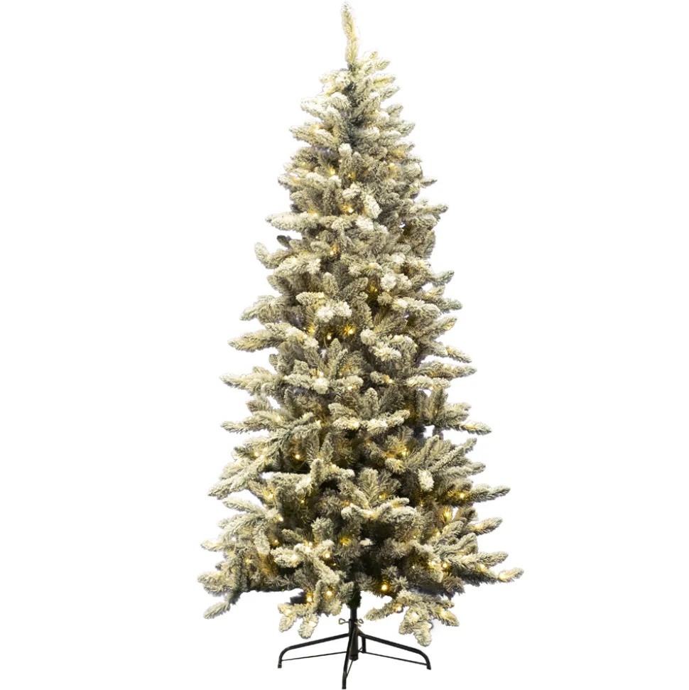 TREE FLOCKED PVC PINE 9’/1668T 570-LED WARM WHITE LIGHTS