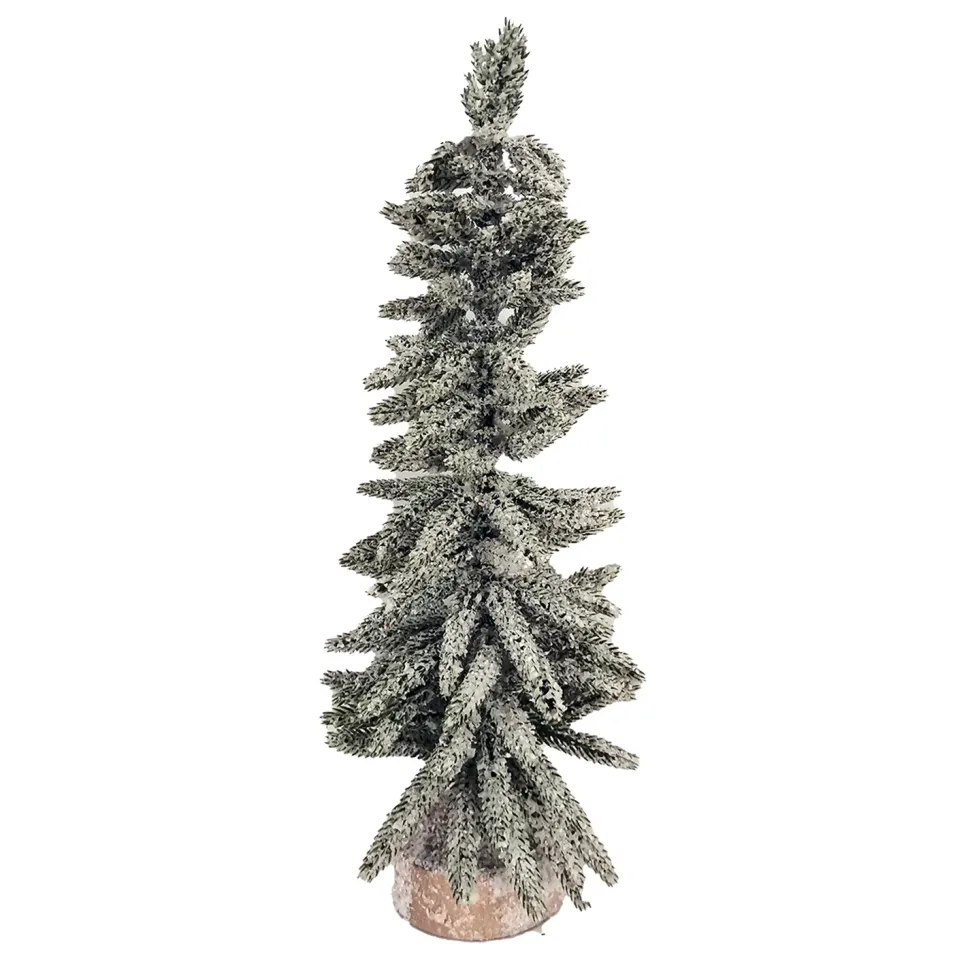 TREE FLOCKED/ SNOWY PINE 16″ W/ WOODEN BASE