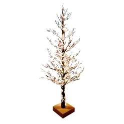TREE FROSTED /ICED 36″ W/ LED WARM WHITE LIGHTS BROWN /CLEAR