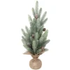 TREE FROSTED PE PINE 20″ W/ PINE CONE & BURLAP BASE
