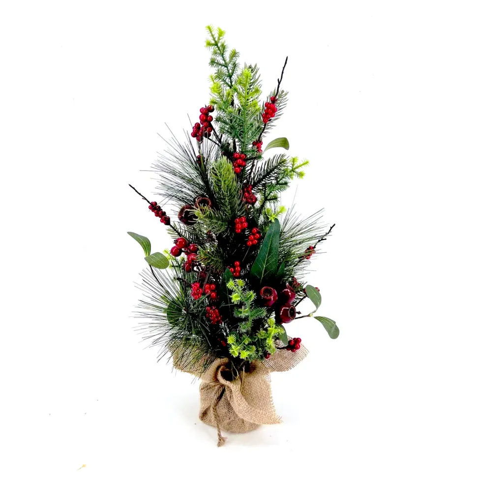 TREE NAT./ BERRY MIXED 24″ W/ RED BERRIES WITH PINE AND GREENERY