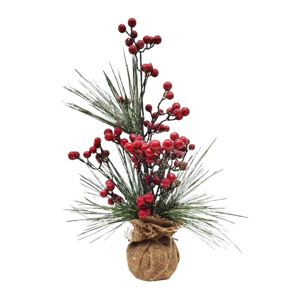 TREE NAT. NEEDLE PINE 16″ W/ PINE CONES & BURLAP BASE