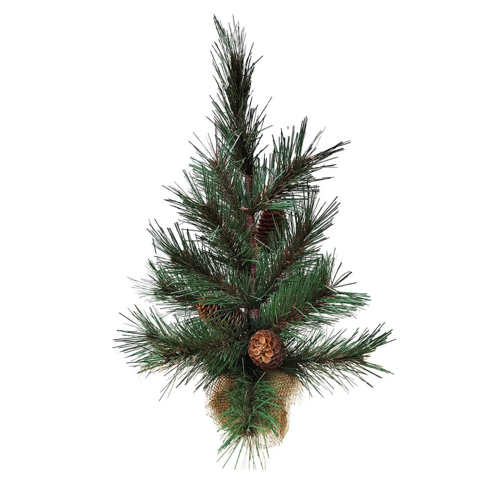 TREE NAT. NEEDLE PINE 20″ W/ PINE CONES & BURLAP BASE