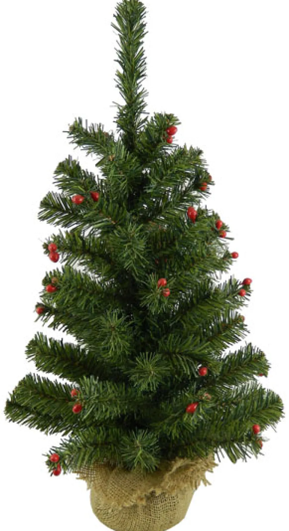 TREE NAT. PINE 24″ /67T CDN PINE W/RED BERRY W/ BURLAP BASE 2