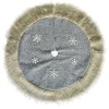 TREE SKIRT 39.5″ FAUX FUR GRAY W/ SNOWFLAKE