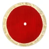 TREE SKIRT 48″ RED CABLE KNIT W/ FAUX FUR BORDER