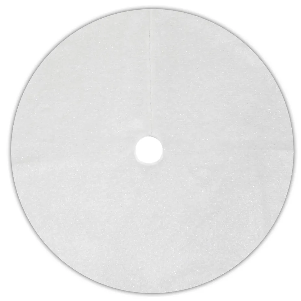 TREE SKIRT 48″ WHITE IRID. CURLY FAUX FUR