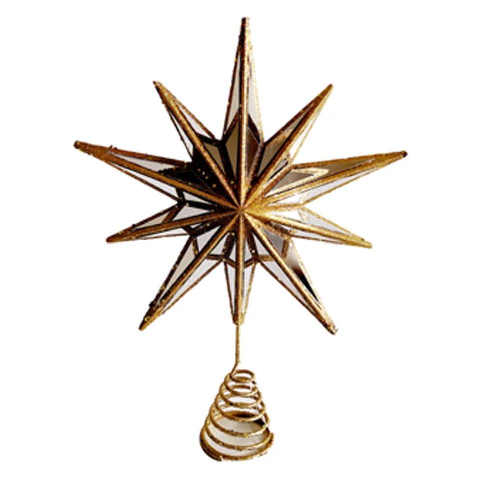 TREE TOP STAR GOLD 12″ HALF CONVEX MIRROR WITH GLITTER