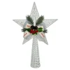 TREE TOP STAR WHITE 14.5″ W/ BOW, PINE, CONE & BERRIES