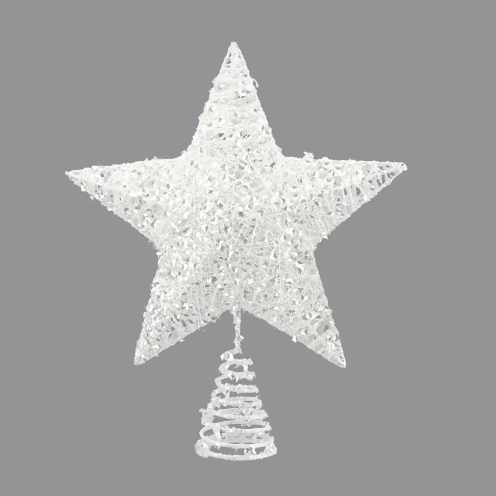 TREE TOP STAR WHITE/SILVER GLITTER 10″X 12″
