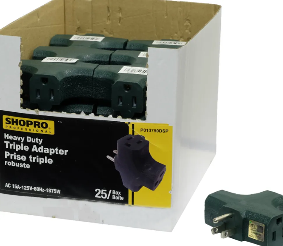 TRIPLE TAP ADAPTER 3 PRONG GREEN 25PCS HD ALL RUBBER