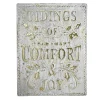 WALL DECOR METAL 10″X14″ GOLD/WHT “TIDINGS OF COMFORT”