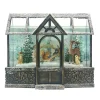 WATER GLOBE FROSTED GREEN HOUSE W/ ANIMALS 9″X8″ W/ GLITTER SPINNER, LED LIGHT, B/O