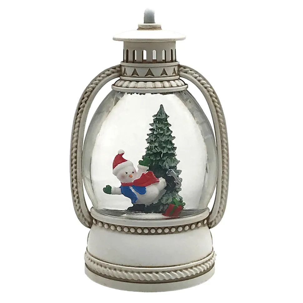 WATER GLOBE ICE SKATING SNOWMAN 5″ W/ GLITTER, LED, B/O