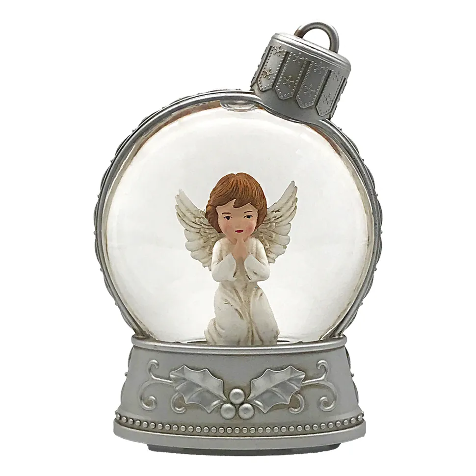 WATER GLOBE PRAYING ANGEL 5.5″ W/ GLITTER, LED, B/O