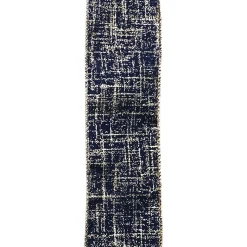 WIRED RIBBON 2.5″X10 YDS BLUE NAVY W/ GOLD CRISS-CROSS DESIGN