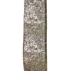 WIRED RIBBON 2.5″x10 YDS. CHAMPANGE W/ GLITTER