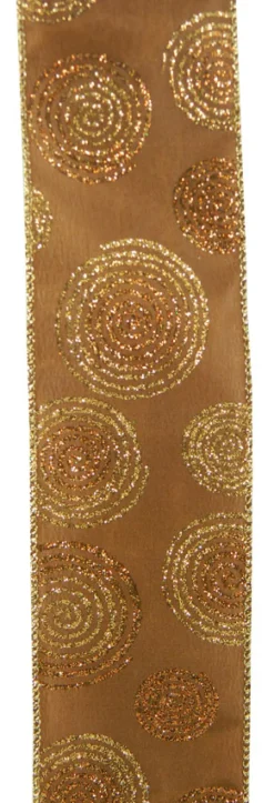 WIRED RIBBON 2.5″X10 YDS COPPER W/ COPPER/ GOLD GLITTER SWIRLS