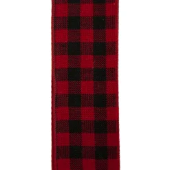 WIRED RIBBON 2.5″X10 YDS RED/ BLACK SMALL CHECK