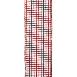 WIRED RIBBON 2.5″X10 YDS RED NET W/ RED GLITTER